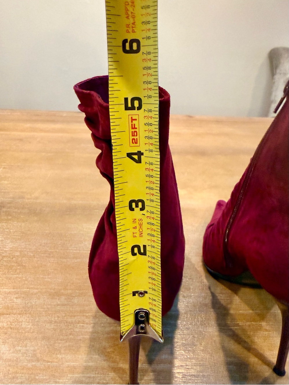 NWOB Jeffrey Campbell Let’s-Go Rouched Stiletto Ankle   Boot Wine Suede Sz 8.5 - Picture 11 of 11